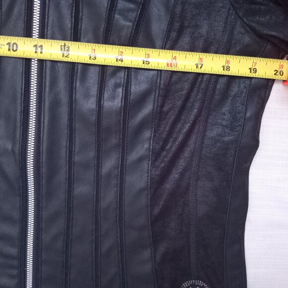 Sportalm Women's Black Faux Leather Jacket Swarovski Biker Urban Whimsigoth Sz 8 - Picture 4 of 12